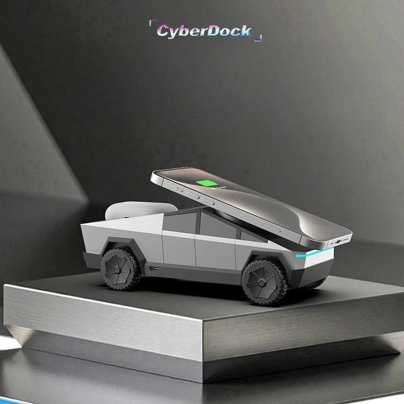 Cybertruck Desktop Stand Qi2 3-In-1 Cyberdock Wireless Charging Station for Iphone16 15 14 Pro Max, Airpods, Iwatch
